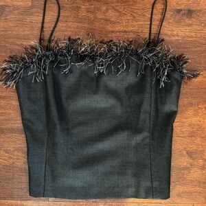 Armani Exchange Black Camisole with Fringe Detail